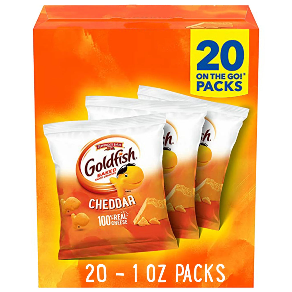Cheddar Cheese Crackers, Baked Snack Crackers, 1 Oz On-The-Go Snack Packs, 20 Count Box
