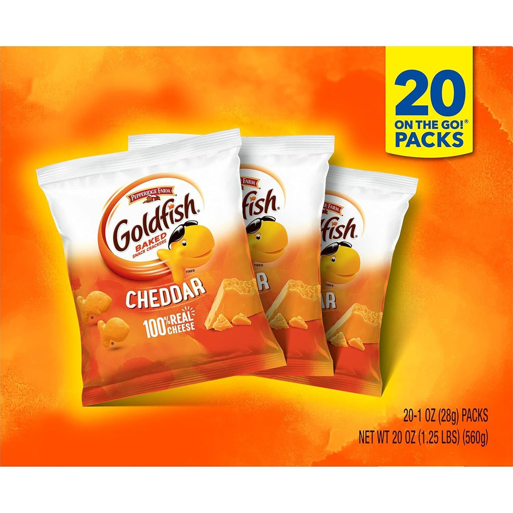 Goldfish Cheddar Cheese Crackers Baked Snack Crackers 1 Oz On-The-Go Snack Packs