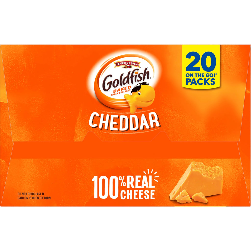 Cheddar Cheese Crackers, Baked Snack Crackers, 1 Oz On-The-Go Snack Packs, 20 Count Box