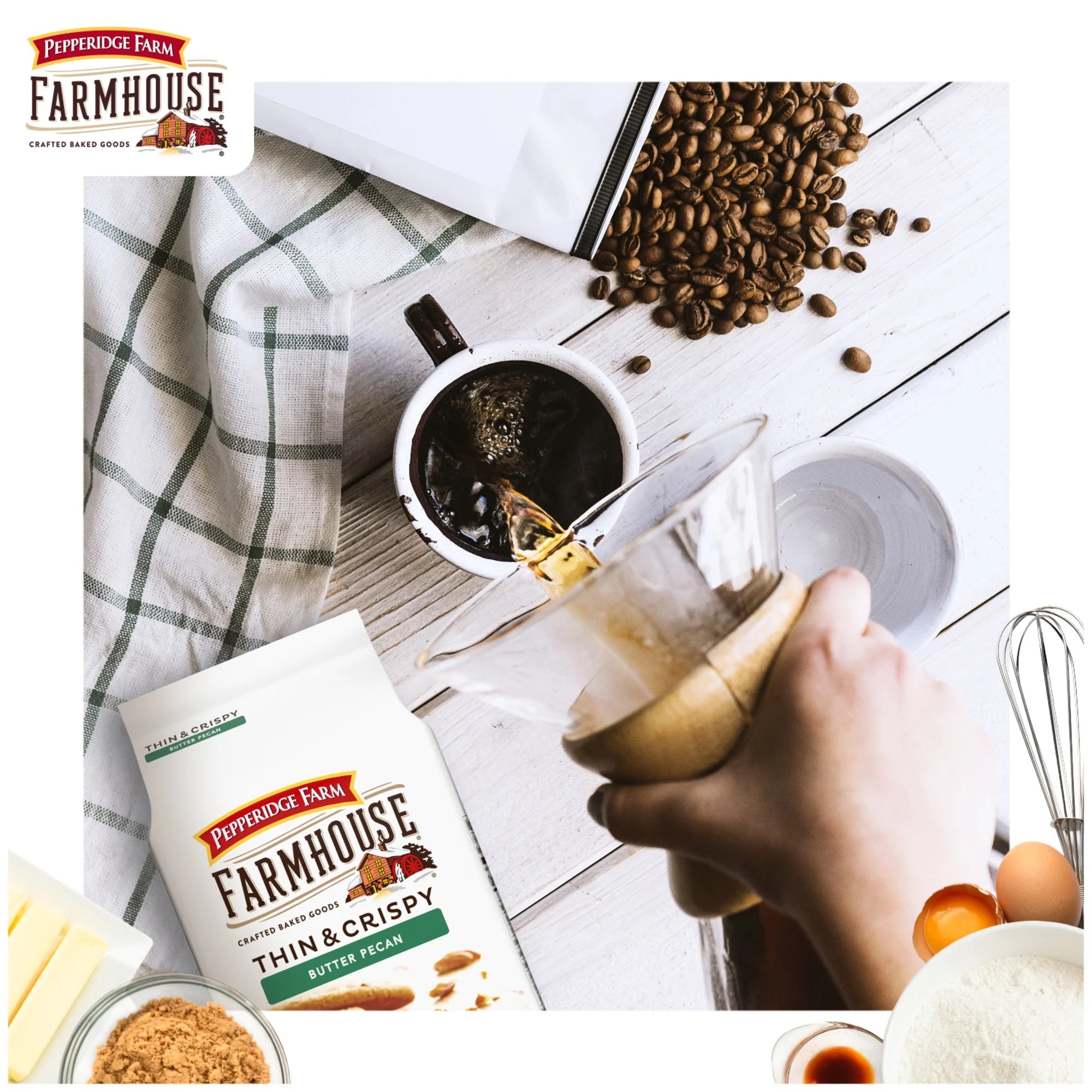 (4 Pack)  Farmhouse Thin & Crispy Butter Pecan Cookies, 5.9 Oz Bag