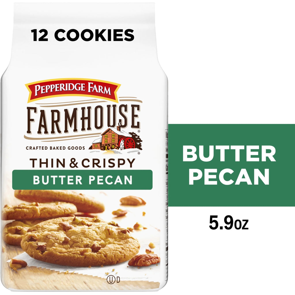 (4 Pack)  Farmhouse Thin & Crispy Butter Pecan Cookies, 5.9 Oz Bag