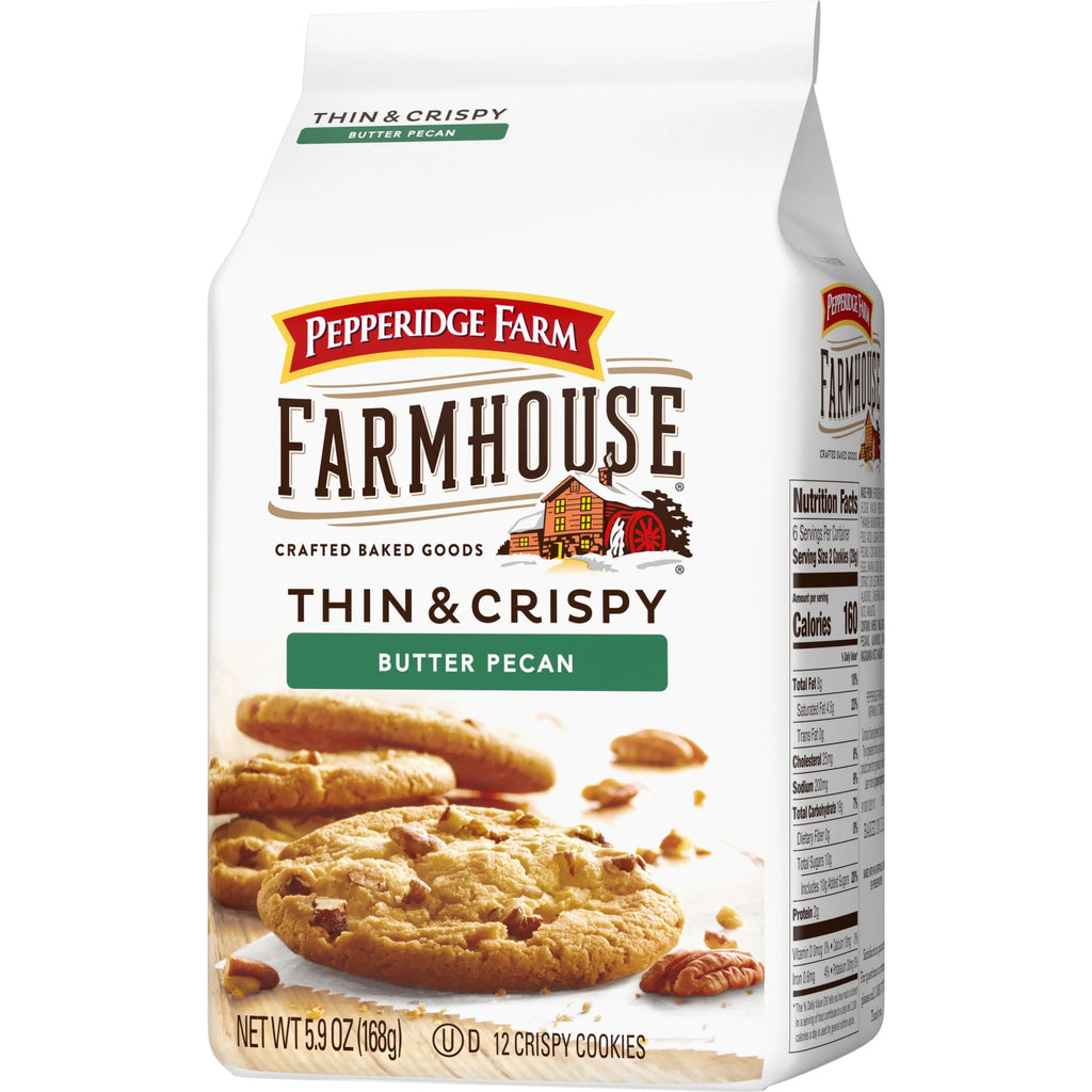 (4 Pack)  Farmhouse Thin & Crispy Butter Pecan Cookies, 5.9 Oz Bag