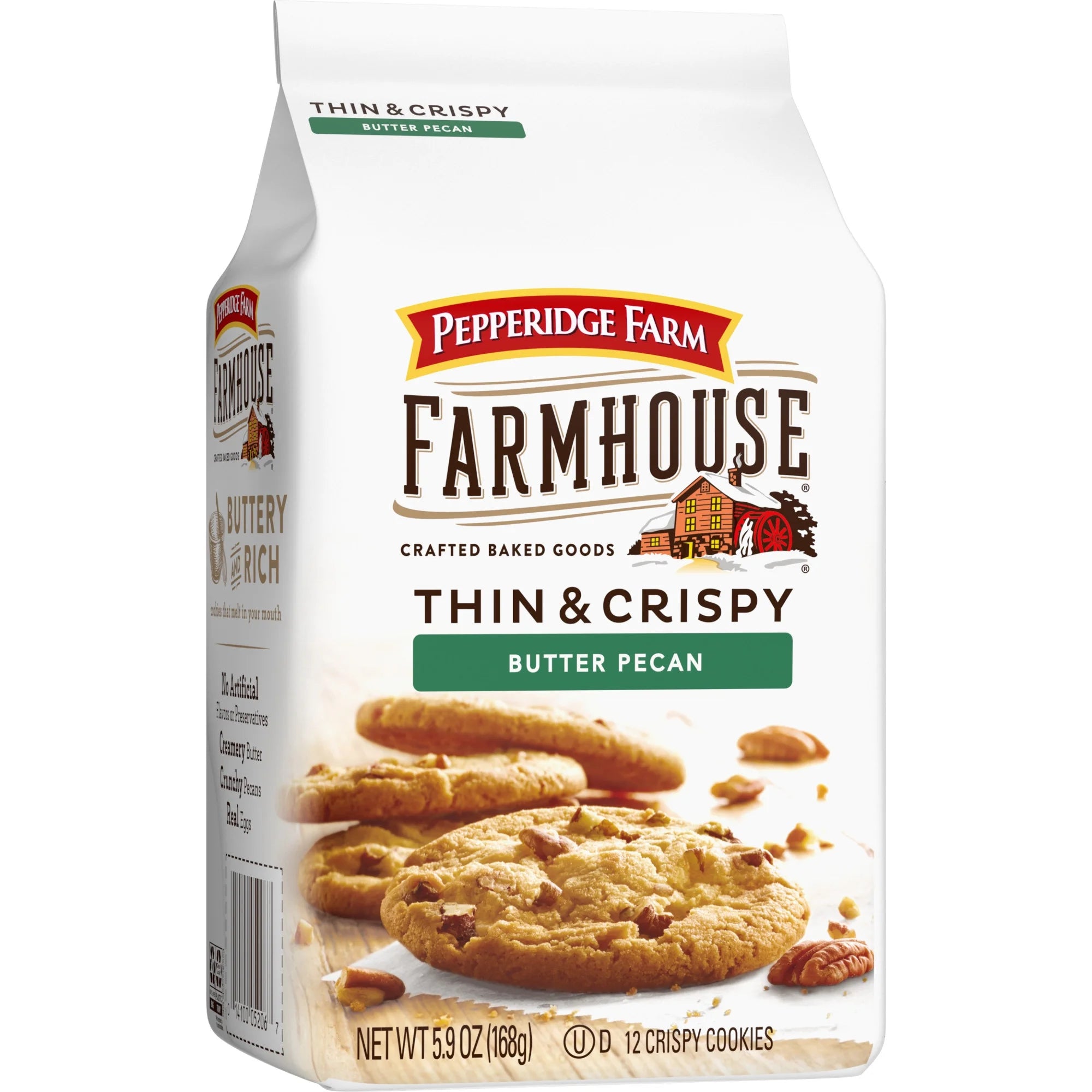 (4 Pack)  Farmhouse Thin & Crispy Butter Pecan Cookies, 5.9 Oz Bag